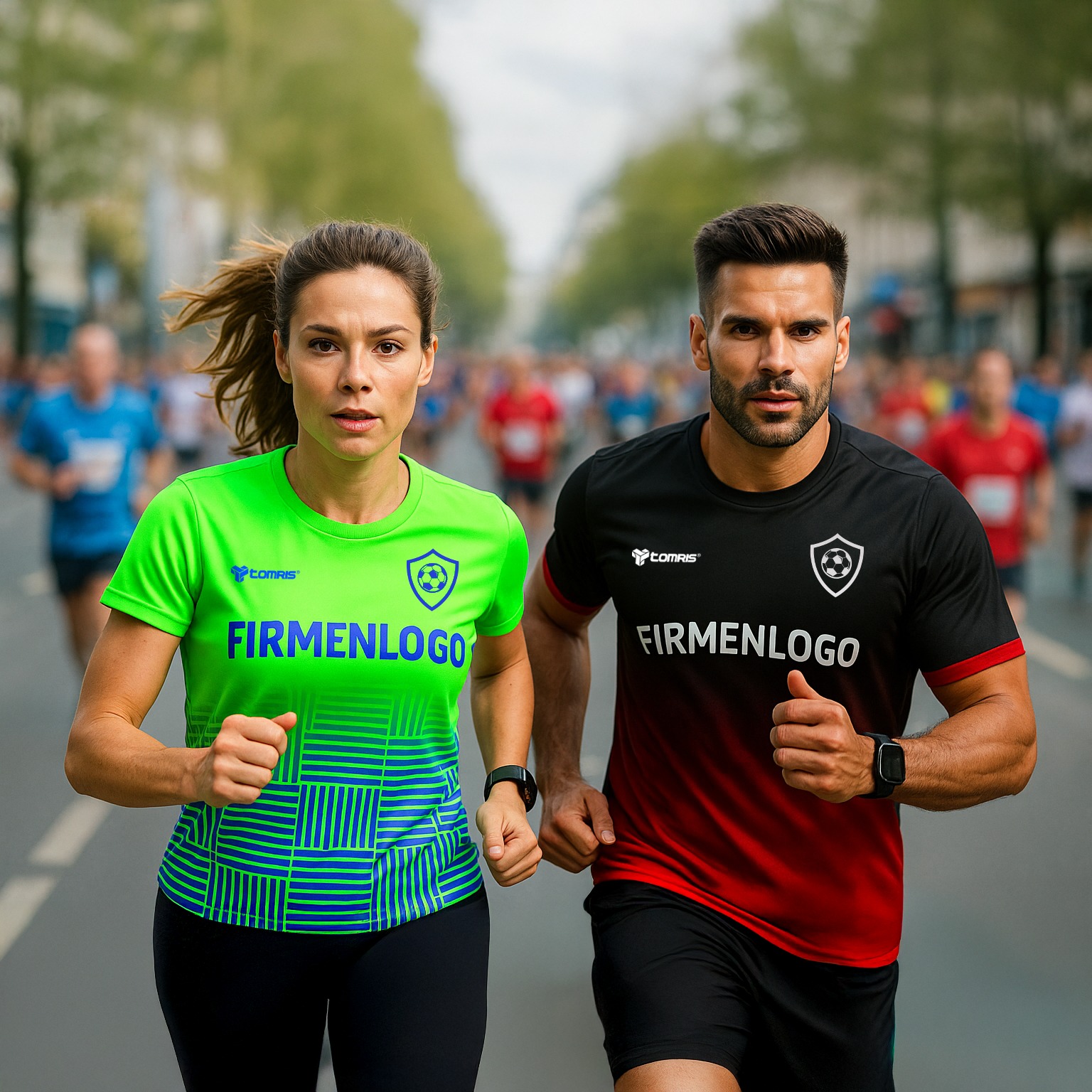 Individuelle Laufshirts für Unternehmen von Tomris Sports – perfekt für Firmenläufe, Teamevents und Corporate Sportbekleidung. Unsere atmungsaktiven, leichten und schnelltrocknenden Laufshirts können mit Ihrem Firmenlogo, Slogan oder Teamnamen bedruckt werden. Wählen Sie aus verschiedenen Schnitten, Farben und Größen – ideal für Ihr gesamtes Team.